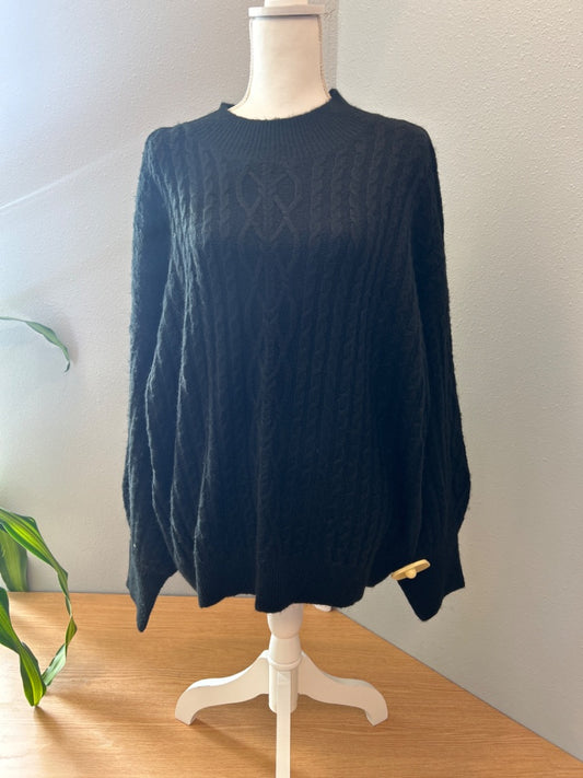 Vince Camuto XXL Black thick fuzzy crewneck LS NWT