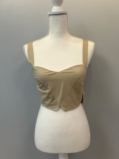 Pinko S Tan Crop sweetheart neckline