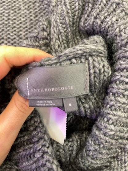 Anthropologie S Gray Chunky knit mock neck LS cropped knit