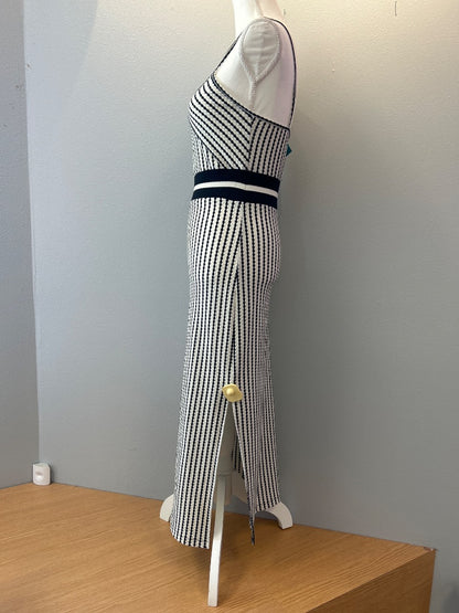 ramy brook S White /blue striped sleeveless midi w/ blue waistband