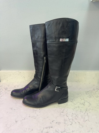 Coach 8 Black leather knee high riding boots w/ buckle