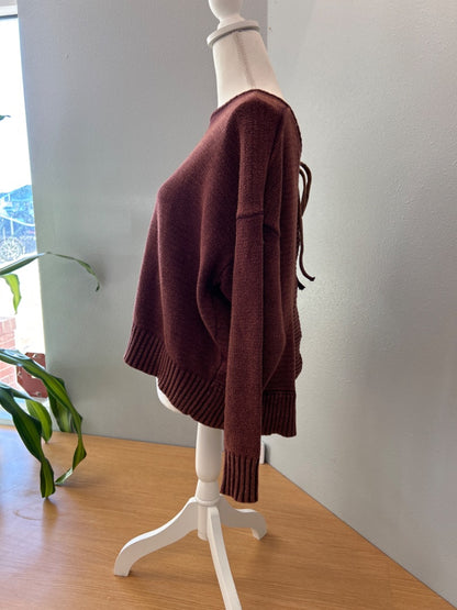 Leela & Lavender M Brown open back knit w/ back tie