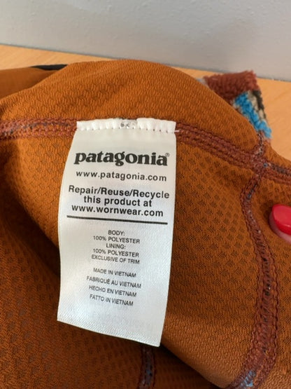 Patagonia S Brown /blue camo sherpa LS full zip