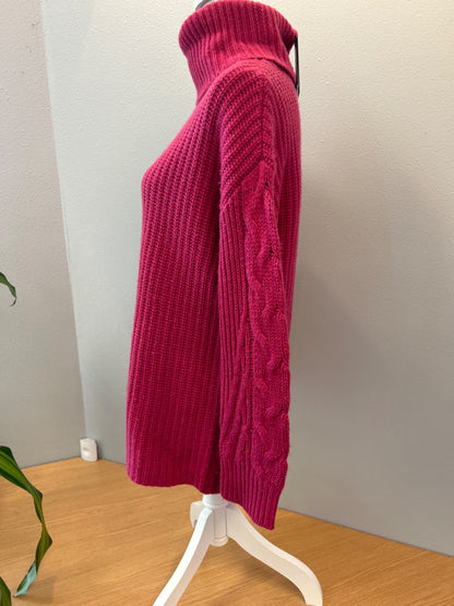 Naadam XS Pink NWT Cable knit sleeve turtle