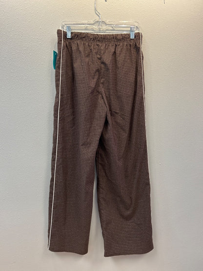 Active USA M Brown plaid wide leg pant w/ WTE stripe