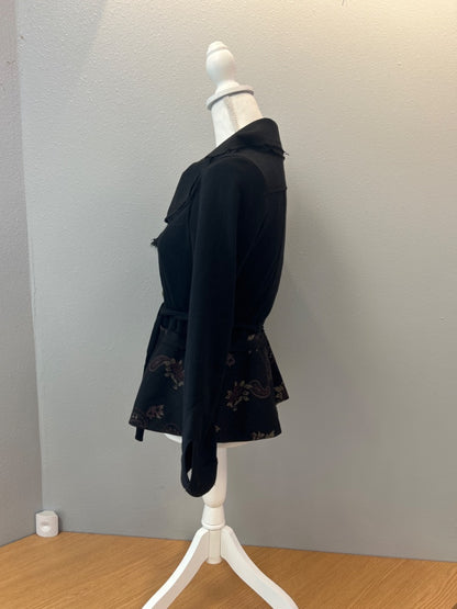 Mac & Me M Black collared blazer w/ florls/back tie