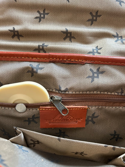 The Elevated Abode  Brown Turkish Rug x-body w/Leather trim