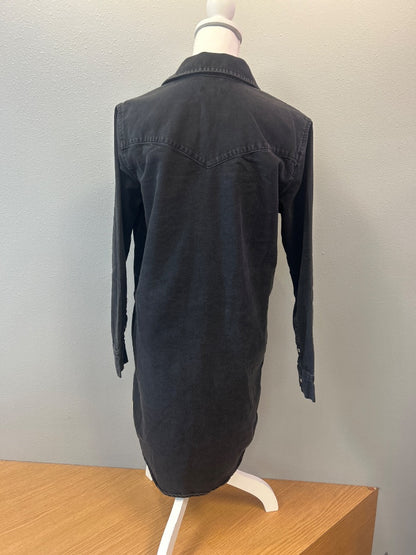 Levi's M Black Denim LS collared bttn up short dress