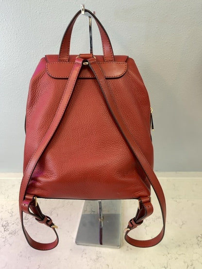 Micheal Kors  Red Leather backpack w/ gold hardware/multiple zips