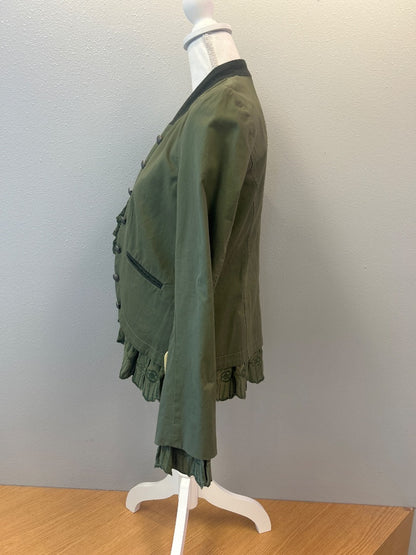 Sundance XS Green collarless blazer w/ ruffles/silver hardware NWT