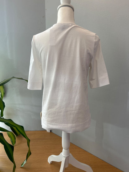 Ganni XS White SS Twist Neck