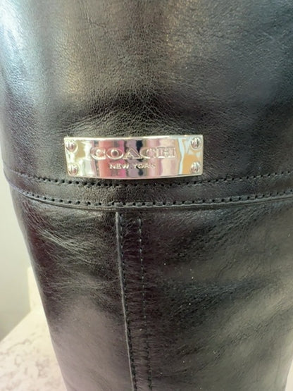 Coach 8 Black leather knee high riding boots w/ buckle