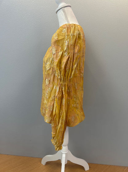 Ulla Johnson S Yellow sparkly floral puff sleeve silk blend