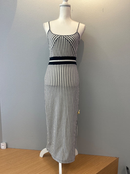 ramy brook S White /blue striped sleeveless midi w/ blue waistband