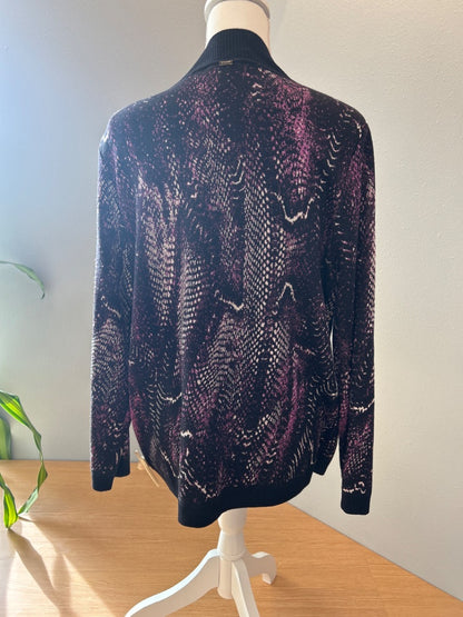 st john sport L Purple knit tank/full zip cardi