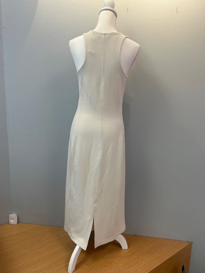 Athleta S Cream ribbed ucut sleevelesss midi