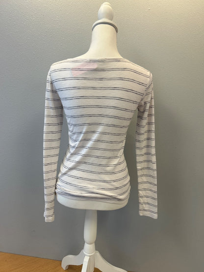 vince S White/Black Striped Wide Neck
