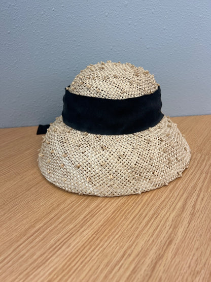 Celina Kane  Tan Straw hat w/black Ribbon