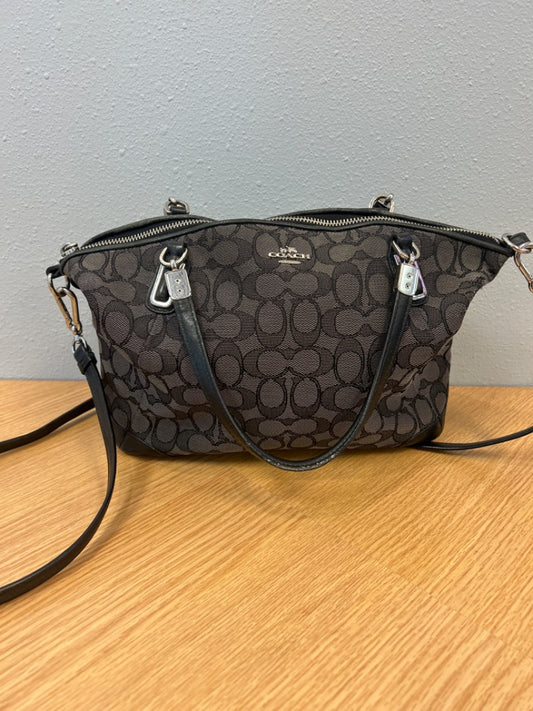 Coach  Grey/Black Jacquard monogrammed satchel