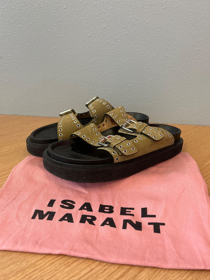 Isabel Marant 8.5 Green NWOB Lenny Leather Sandal w/grommets