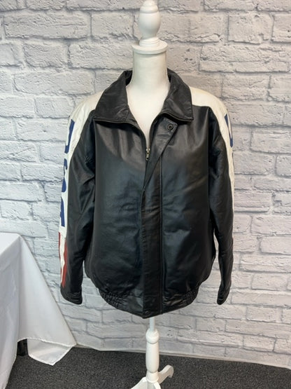 Interstate Leather size XXL Leather USA Flag Moto Jacket (as is)