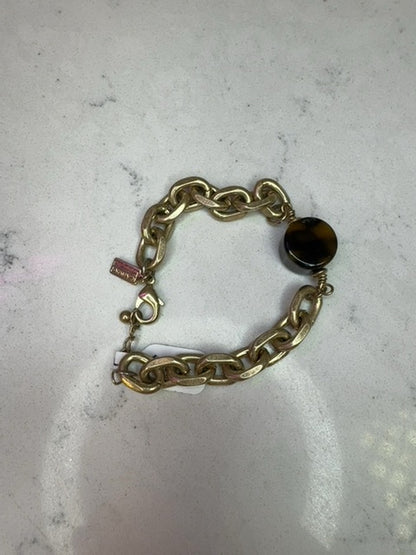 Canvas Gold Plated Heavy Link w/ Tortoise Bead, Clasp Bracelet