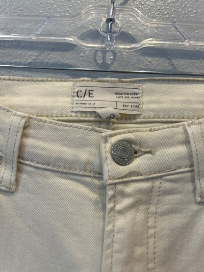 Current/Elliott 8 Cream super wide leg raw hem hi rise