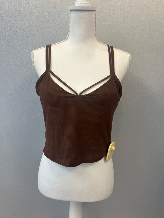 Lululemon L Brown Strappy ribbed crop