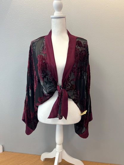 Veronique Young OS Black silk beaded sheer shawl