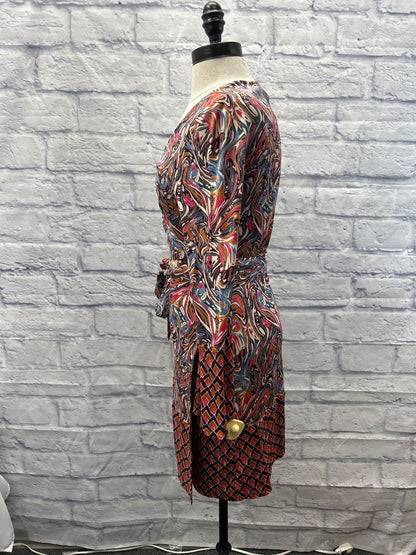diane von furstenberg 4 Pink/Purple BLK wrap dress sleeveless