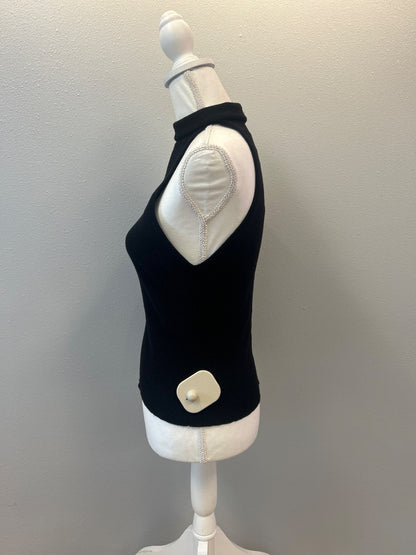 grey/ven L Black knit turtleneck tank