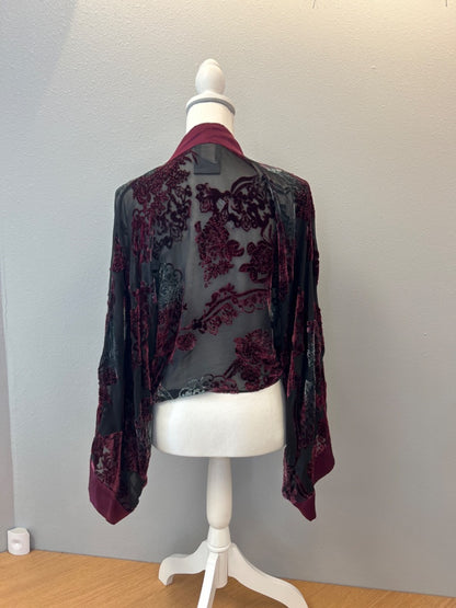 Veronique Young OS Black silk beaded sheer shawl