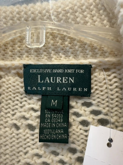 Ralph Lauren M Cream LS Hand Knit WOOL w/belt