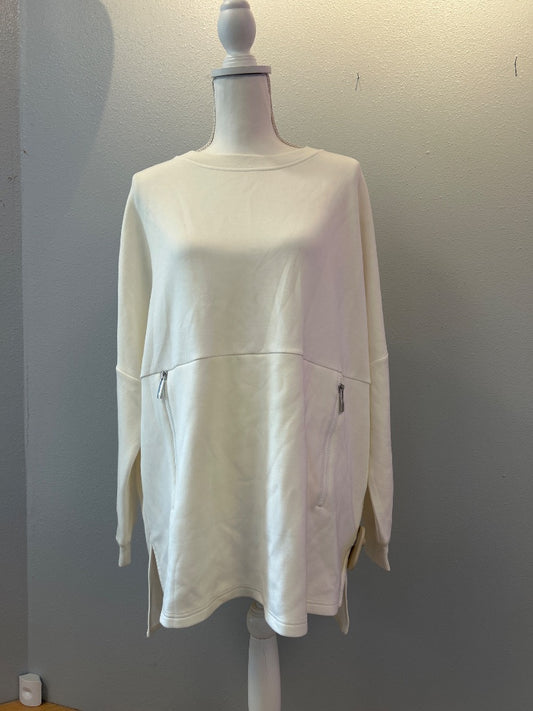 varley L White Ucut LS crewneck w/ zip pockets NWT