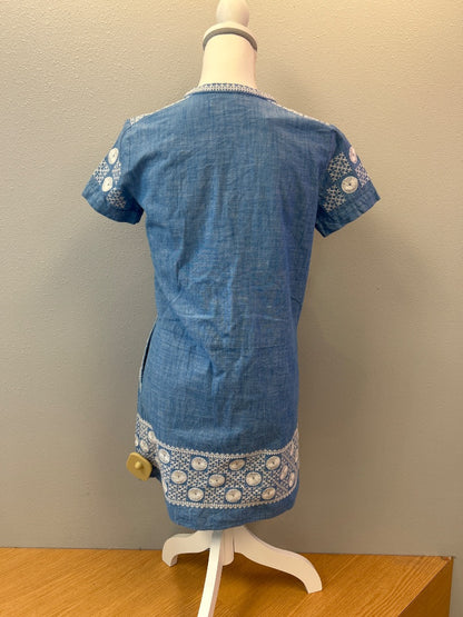 Madewell XS Blue ss embroidered v-neck