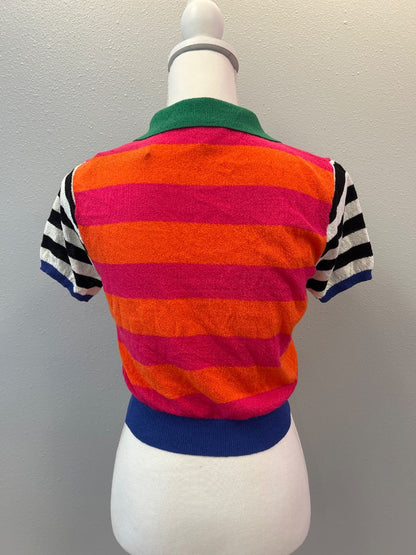 Lelis S Orange multi stripe/ colorblock knit polo