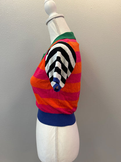 Lelis S Orange multi stripe/ colorblock knit polo