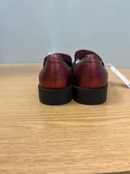 Zara 8 Red metallic leather slip on loafers NWT