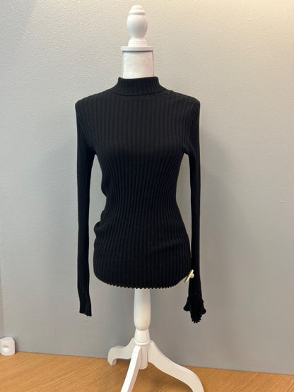 Anine Bing M Black Ribbed mock Neck