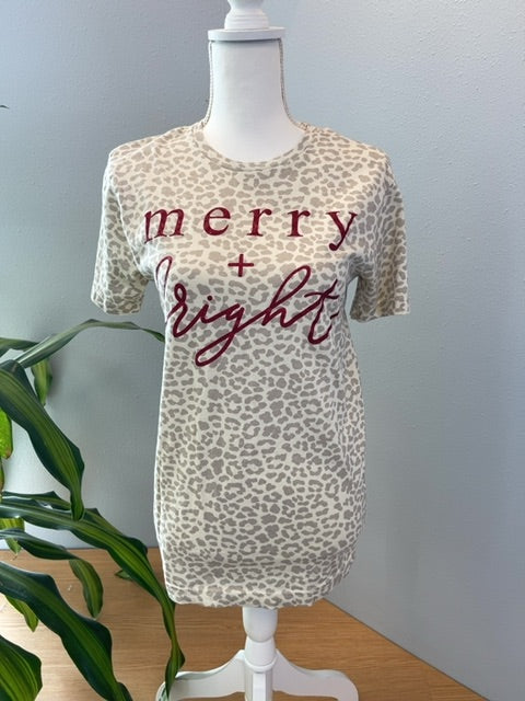 LAT S Tan cheetah SS "Merry + Bright"