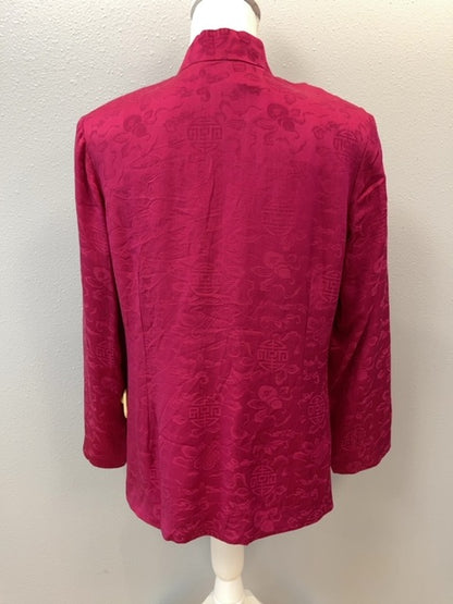 NO BRAND S Pink SILK kimono top w/ toggle buttons/collar