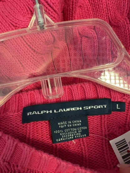 Ralph Lauren L Pink 100% cotton cable knit crewneck LS