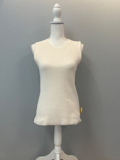 Helmut Lang S Cream Ribbed hi neck open back
