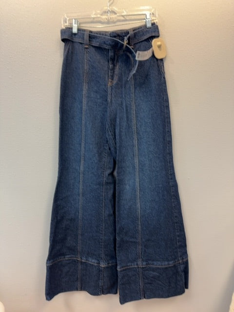 We The Free 2 Denim dark wash flare w/ belted waist