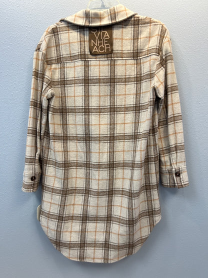 Silvian Heach 2 Tan/Brown LS Plaid Bttnup
