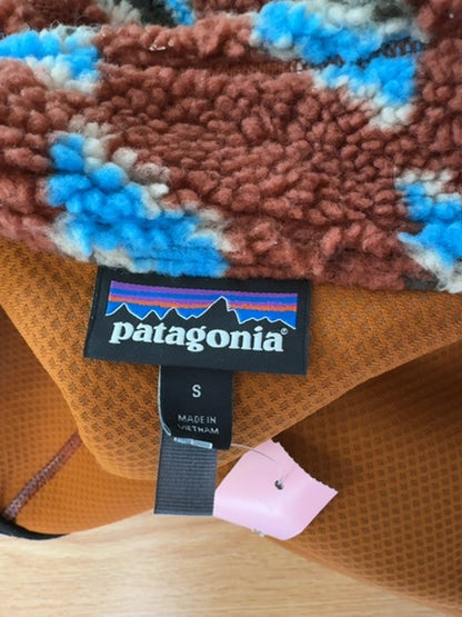 Patagonia S Brown /blue camo sherpa LS full zip