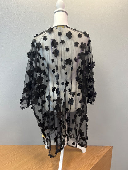 House of Harlow 1960 os Black Sheer floral open front