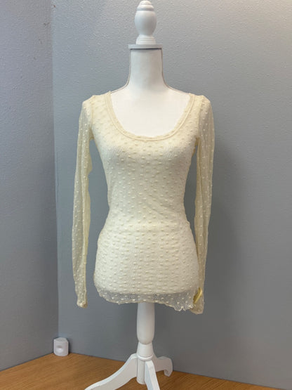 We The Free S Tan lace//mesh sheer LS