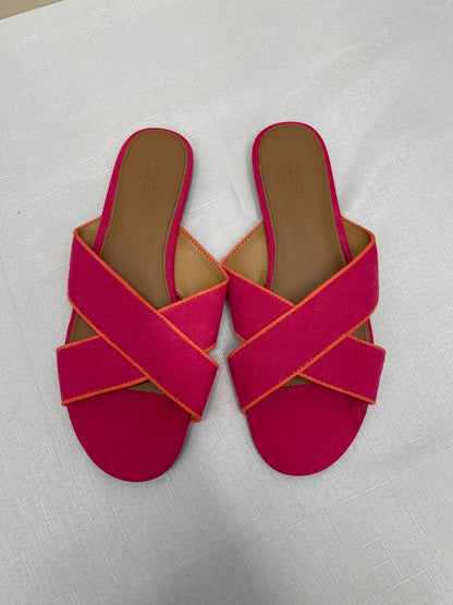 j crew 8.5 Pink Flt x-strap slides