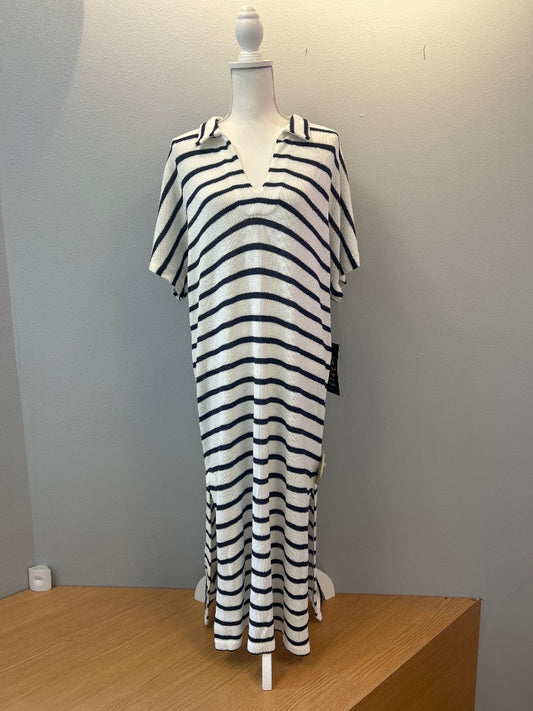 Pomander Place M/L White/Blue NWT knit striped v neck